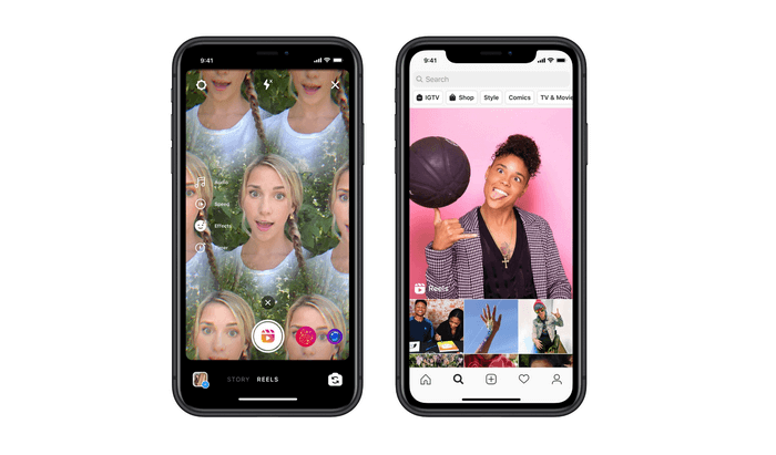 Instagram Reels is a feature for creators to share 15 seconds video clips with audio and AR effects.