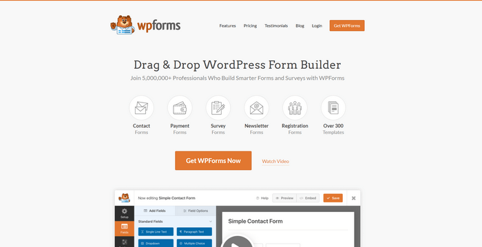 WPForms is a great drag-and-drop WordPress form builder plugin.